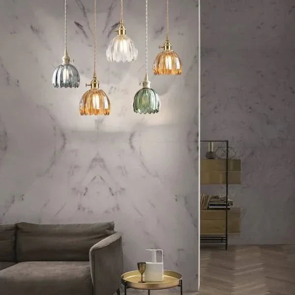 Lampada a sospensione in vetro a forma di fiore – Stile giapponese