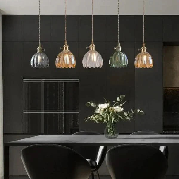 Lampada a Sospensione con Fiore di Vetro – Stile Giapponese