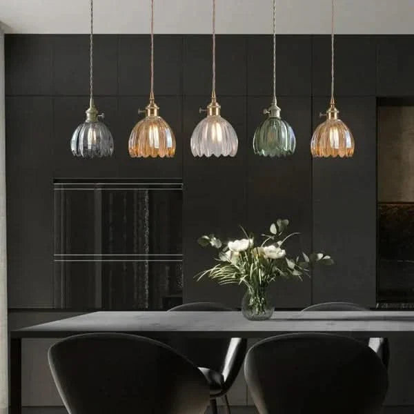 Lampada a sospensione in vetro a forma di fiore – Stile giapponese
