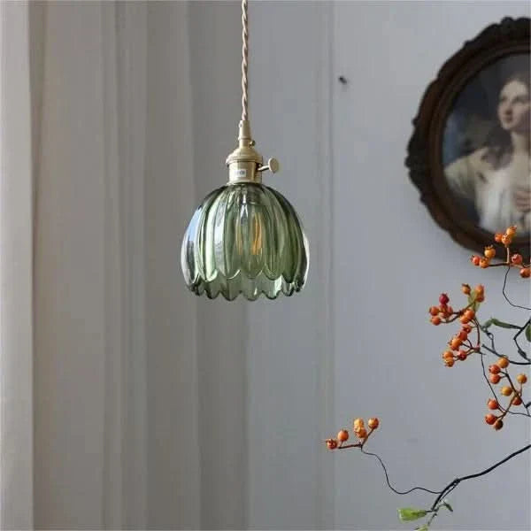 Lampada a sospensione in vetro a forma di fiore – Stile giapponese