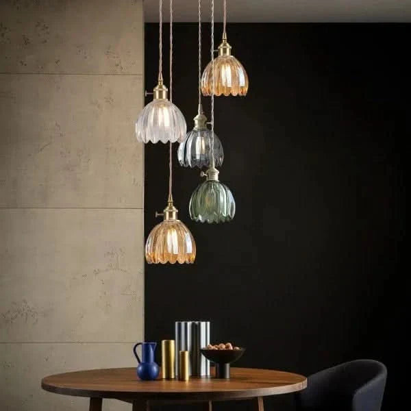 Lampada a sospensione in vetro a forma di fiore – Stile giapponese