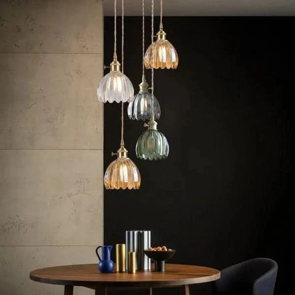 Lampada a Sospensione con Fiore di Vetro – Stile Giapponese