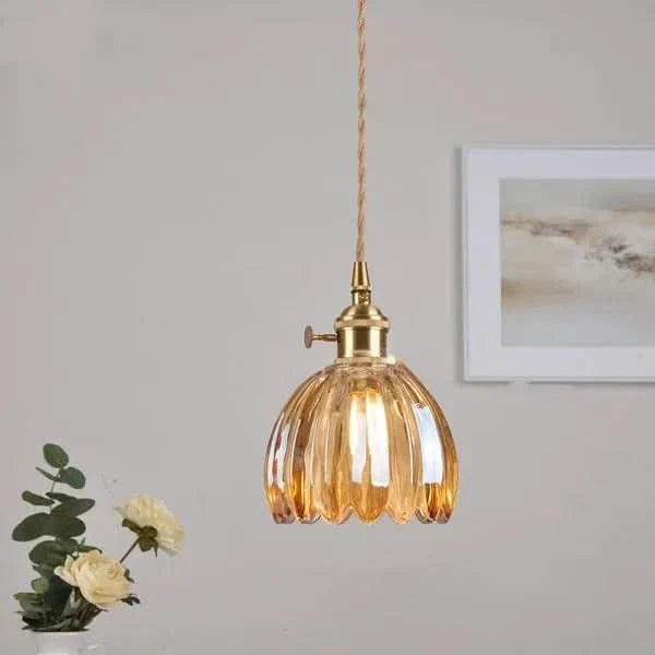 Lampada a sospensione in vetro a forma di fiore – Stile giapponese