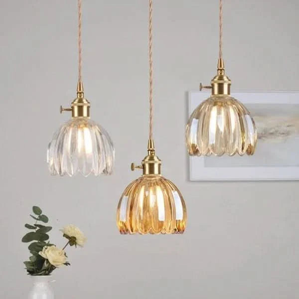 Lampada a Sospensione con Fiore di Vetro – Stile Giapponese