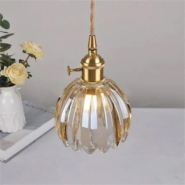 Lampada a Sospensione con Fiore di Vetro – Stile Giapponese