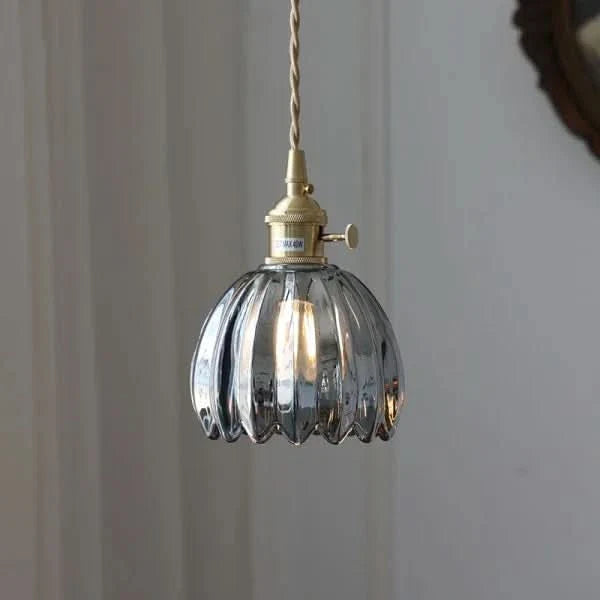Lampada a Sospensione con Fiore di Vetro – Stile Giapponese
