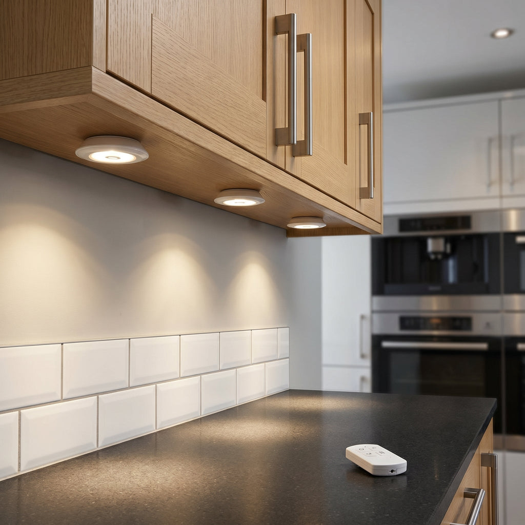 Set di 3 luci LED senza fili per armadi con telecomando