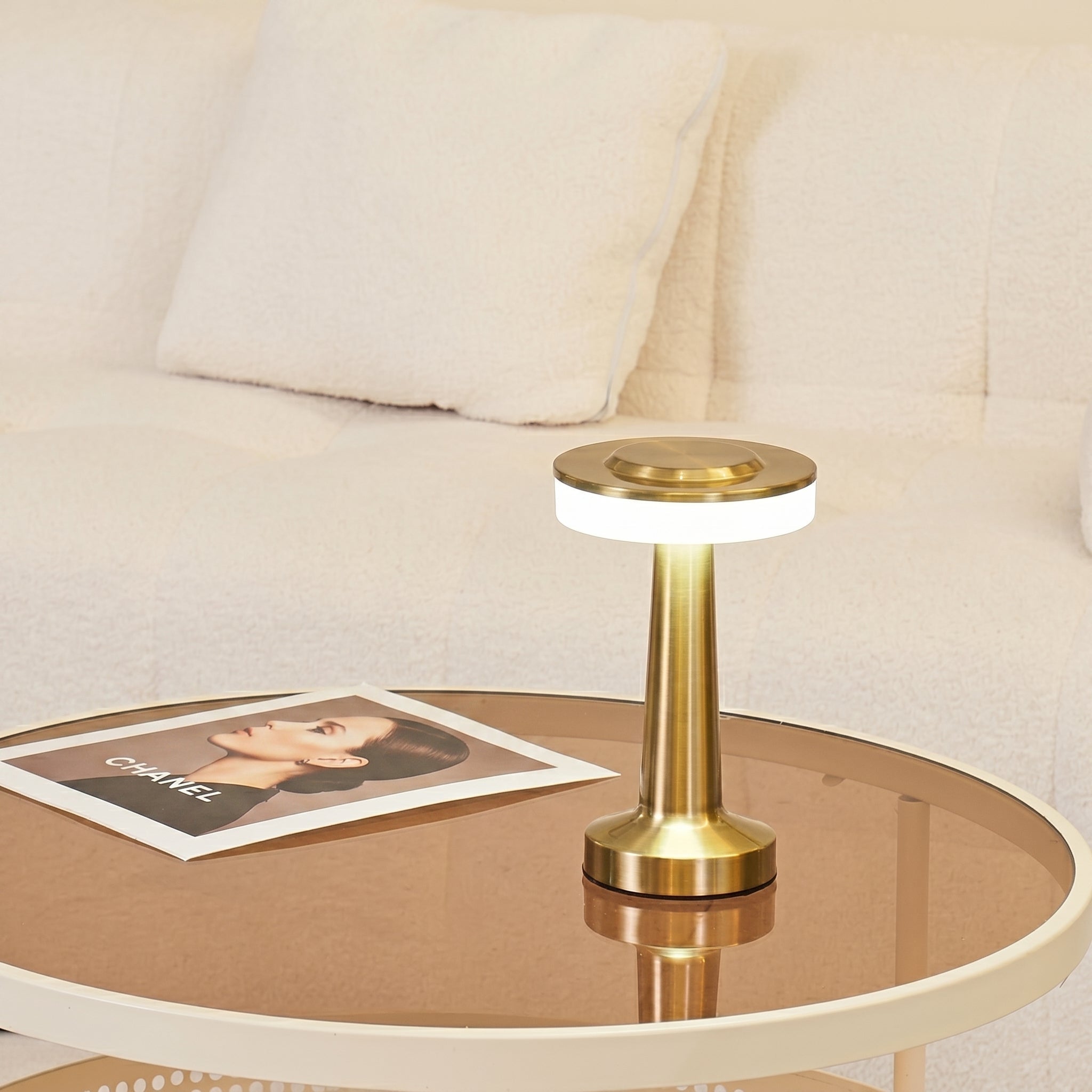 Lampada da tavolo LED wireless con funzione touch e design a T