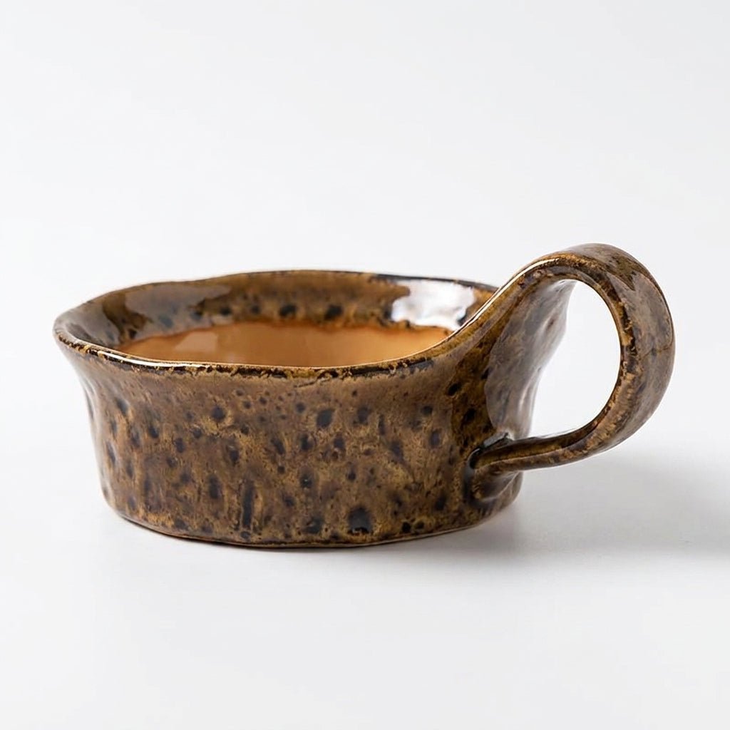 Ciotola da zuppa in ceramica con manico