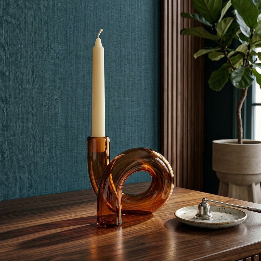 Vaso curvilineo con portacandele