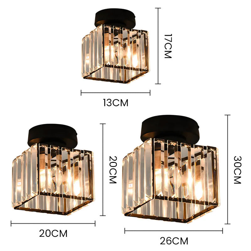 Lampada da soffitto in vetro di cristallo – Supporto in ottone e design compatto