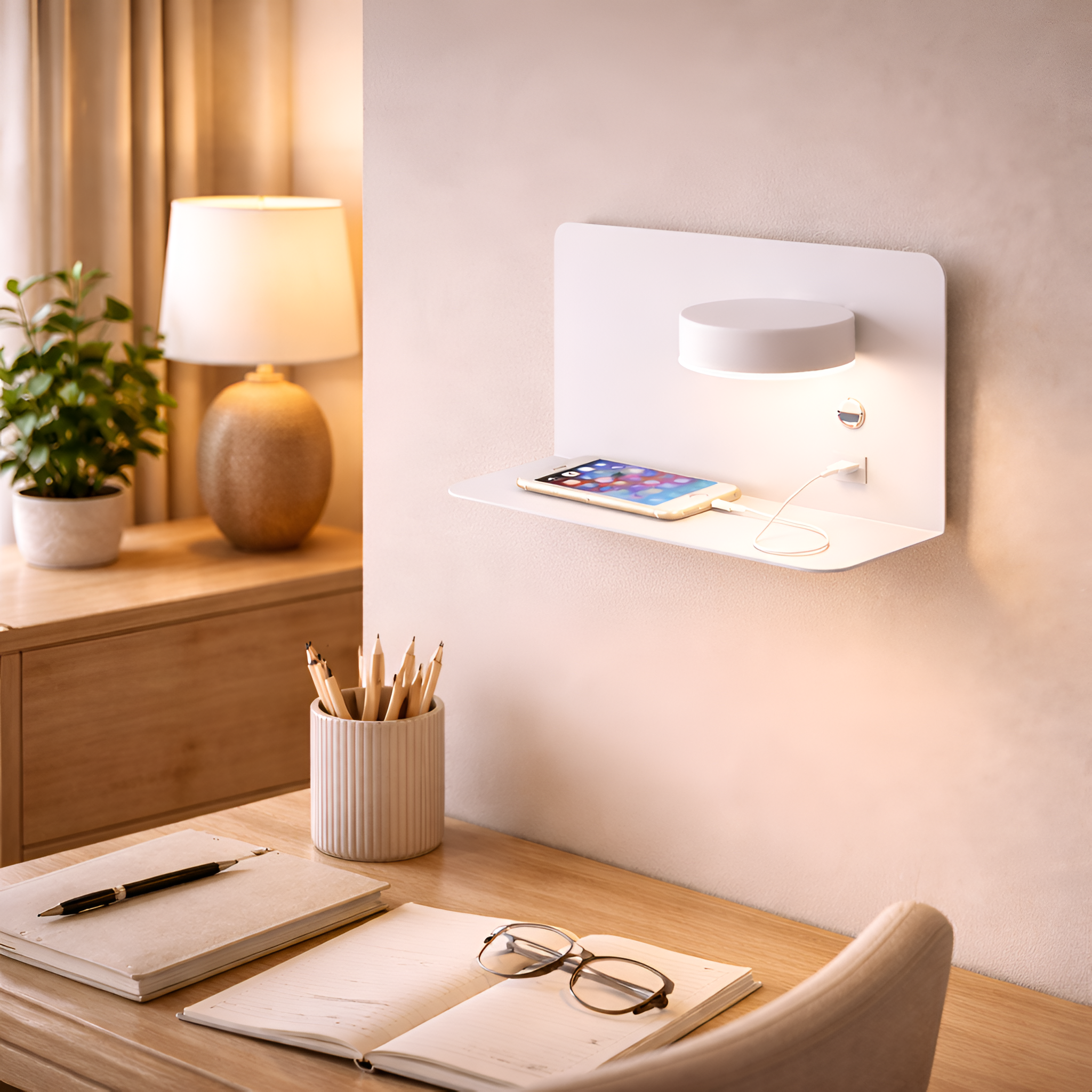 Jayden - Lampada da parete moderna con caricatore USB