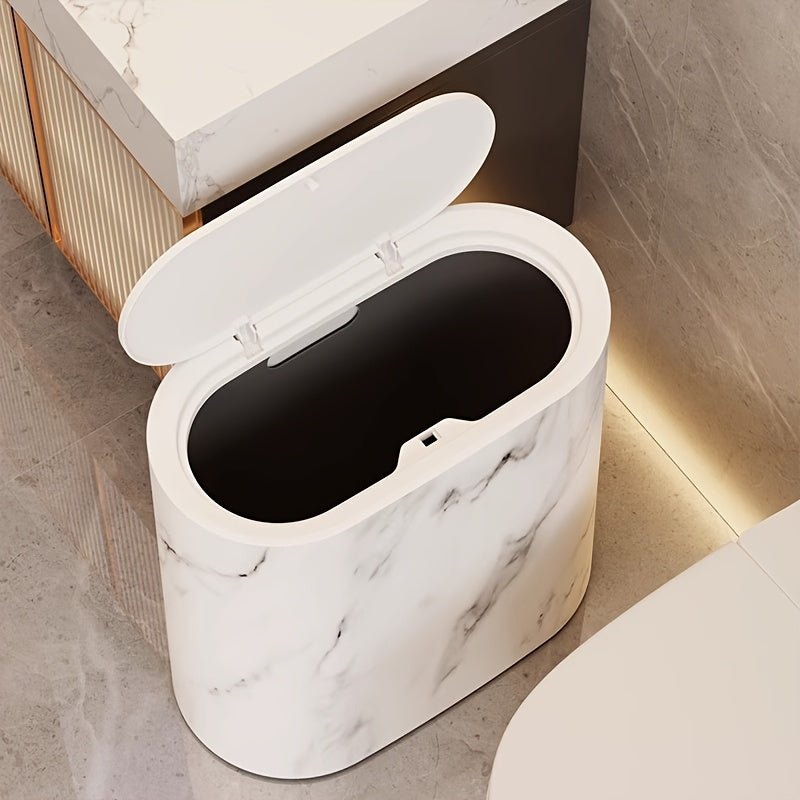 LIVELUX – Cestino Ovale Moderno con Design in Marmo per Bagno e Cucina