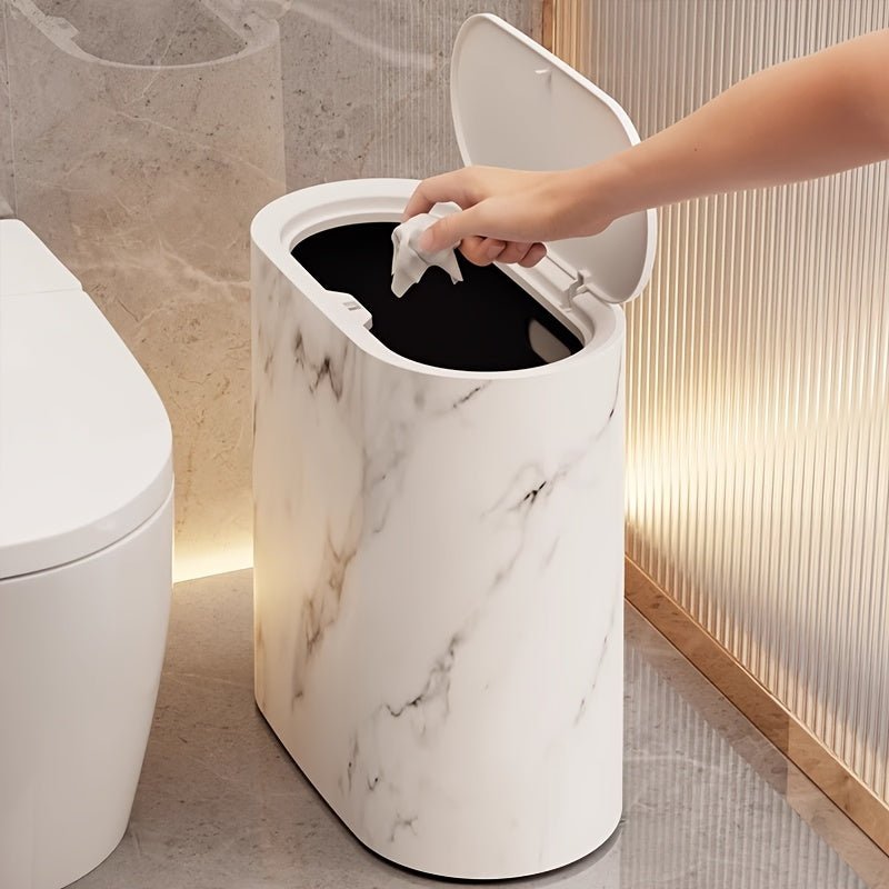 LIVELUX – Cestino Ovale Moderno con Design in Marmo per Bagno e Cucina