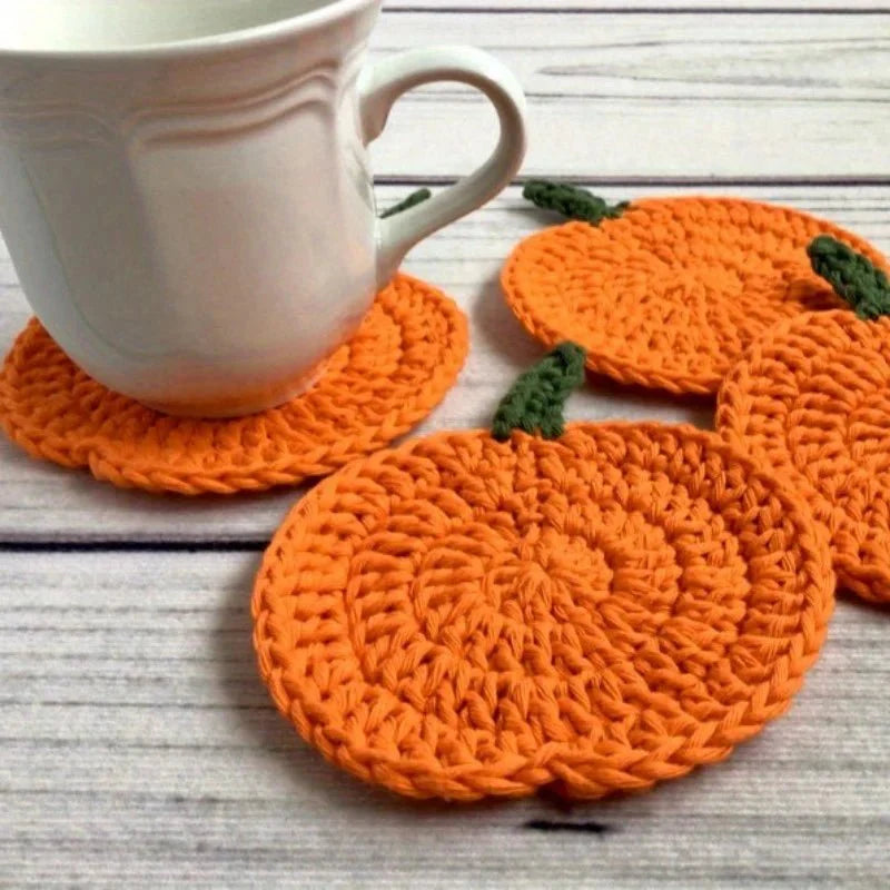 LOOMORA – Sottobicchieri a forma di zucca all'uncinetto fatti a mano per decorazioni autunnali
