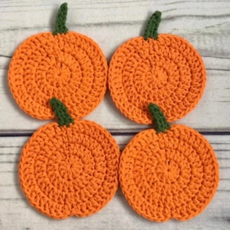 LOOMORA – Sottobicchieri a forma di zucca all'uncinetto fatti a mano per decorazioni autunnali