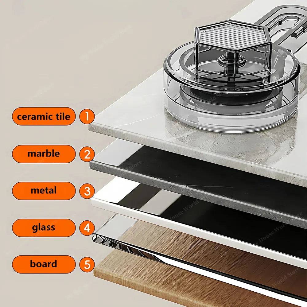 Organizzatore di spezie a ventosa da parete per la cucina, facile accesso e stoccaggio