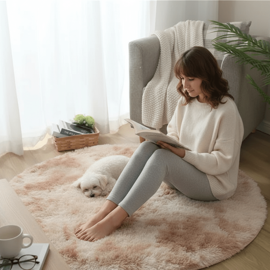 Velvéri Luxe FluffyMat Tappeto | Tappeto rotondo ultra-morbido in peluche per un'accogliente decorazione della casa e della camera da letto