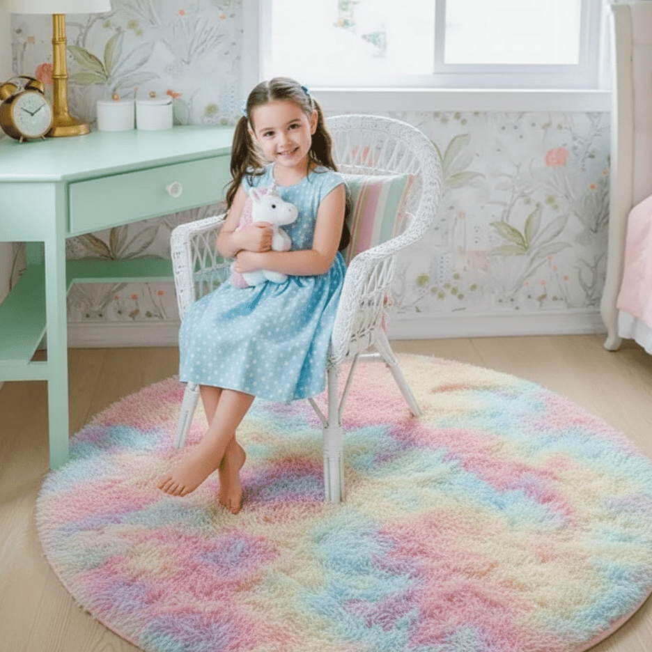 Velvéri Luxe FluffyMat Tappeto | Tappeto rotondo ultra-morbido in peluche per un'accogliente decorazione della casa e della camera da letto