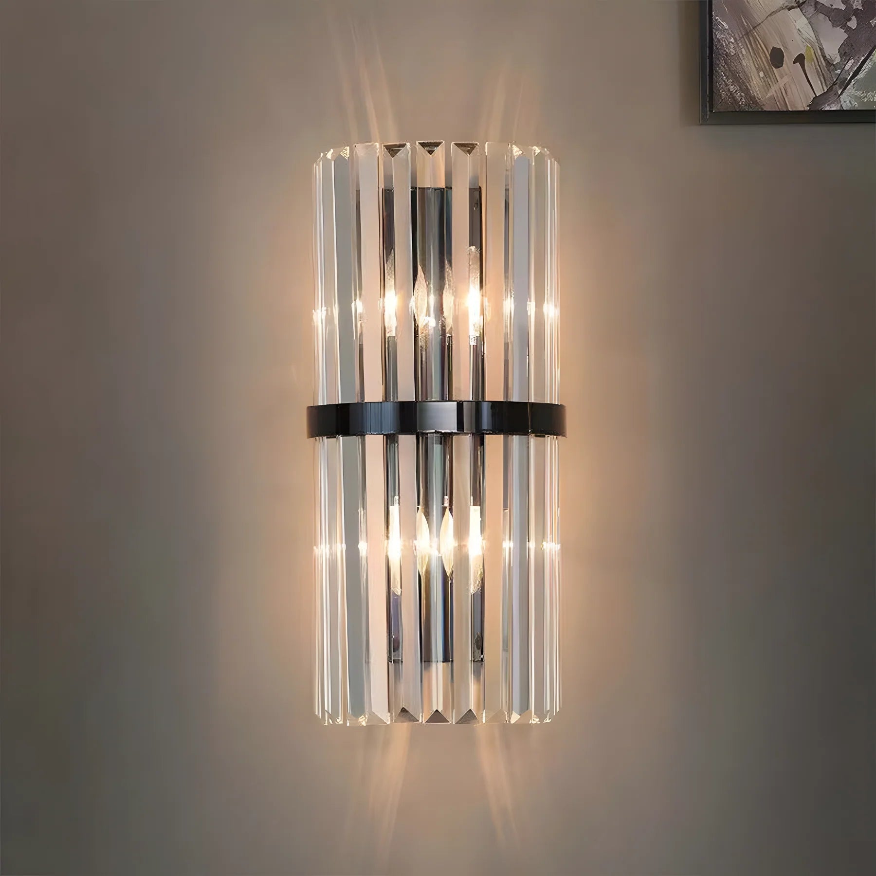 Applique di cristallo lussuosa con telaio in metallo