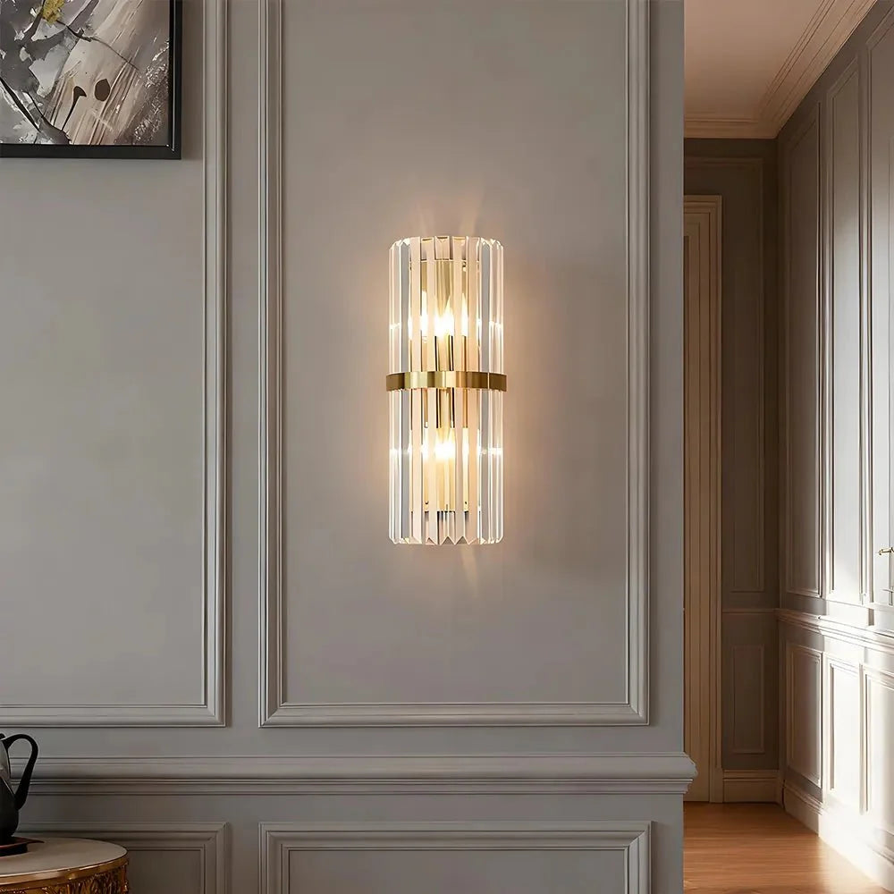 Applique di cristallo lussuosa con telaio in metallo
