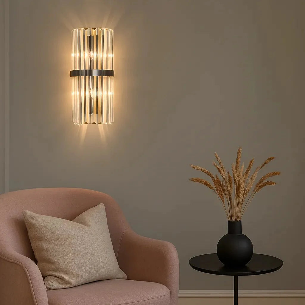 Applique di cristallo lussuosa con telaio in metallo
