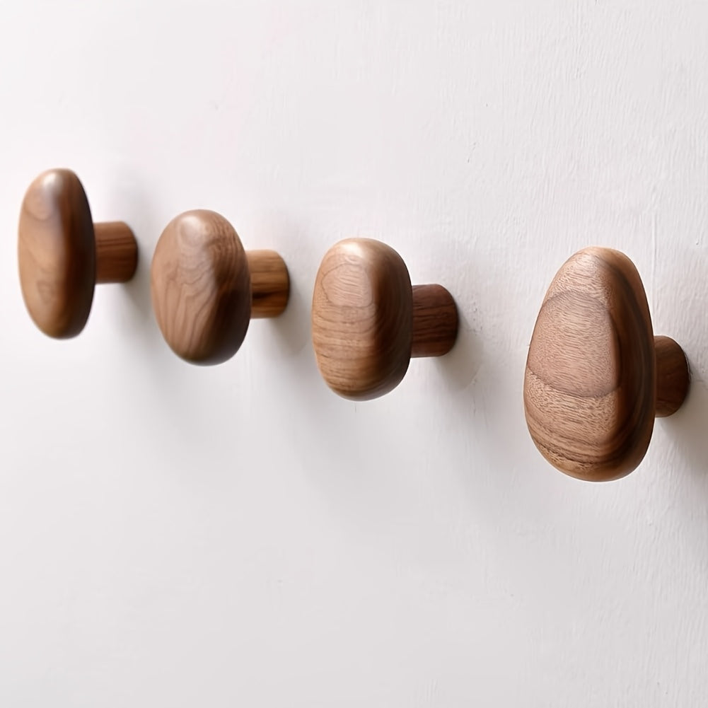 Set di Ganci da Parete in Legno Forma Rotonda Ganci da Cappotto Montati a Muro