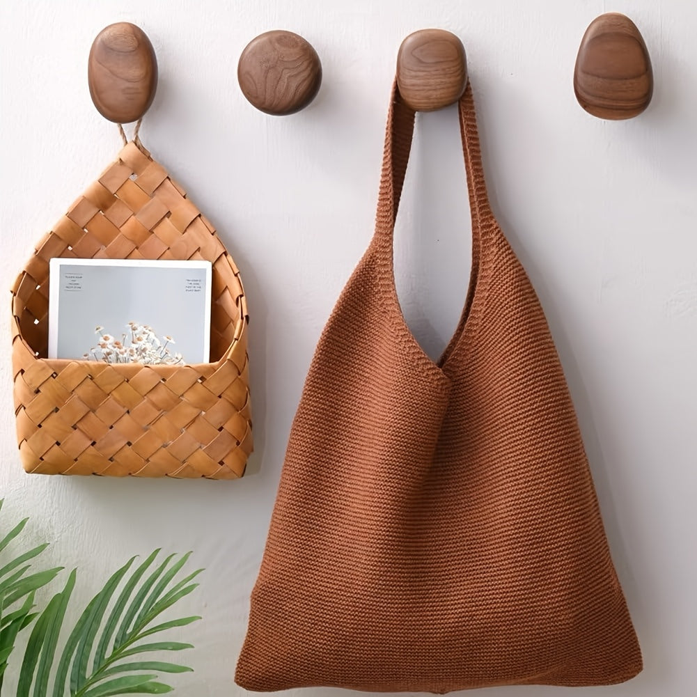 Set di Ganci da Parete in Legno Forma Rotonda Ganci da Cappotto Montati a Muro