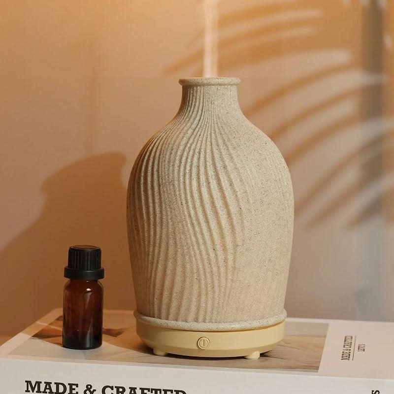 Umidificatore per Oli Essenziali a Forma di Vaso Boho – Diffusore Ultrasonico in Poliresina