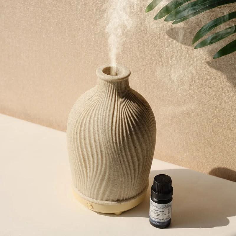 Umidificatore per Oli Essenziali a Forma di Vaso Boho – Diffusore Ultrasonico in Poliresina