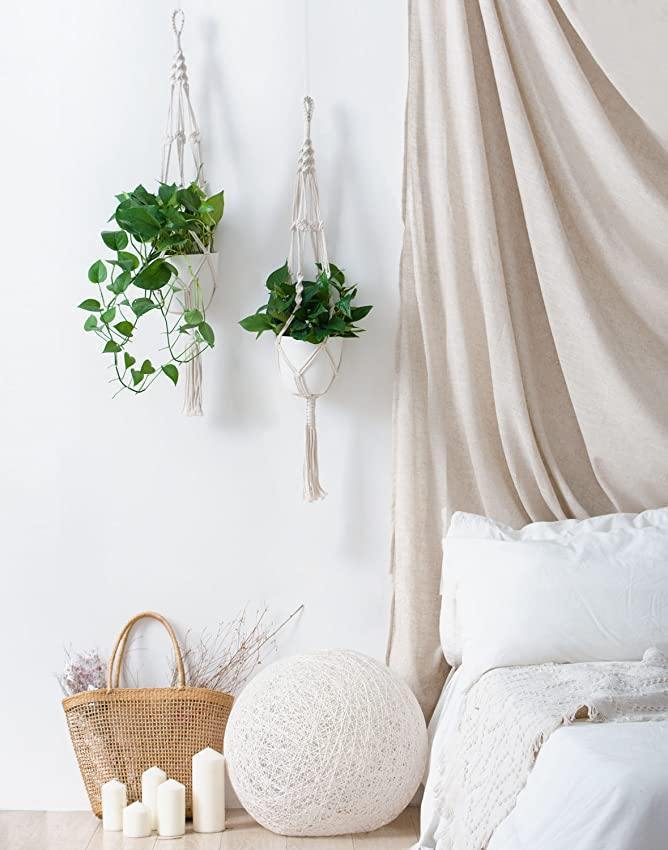 Set di portapiante in macramè Boho fatto a mano a 4 bracci