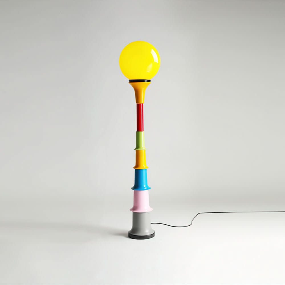 Lampada da Terra Moderna e Colorata con Paralume in Vetro