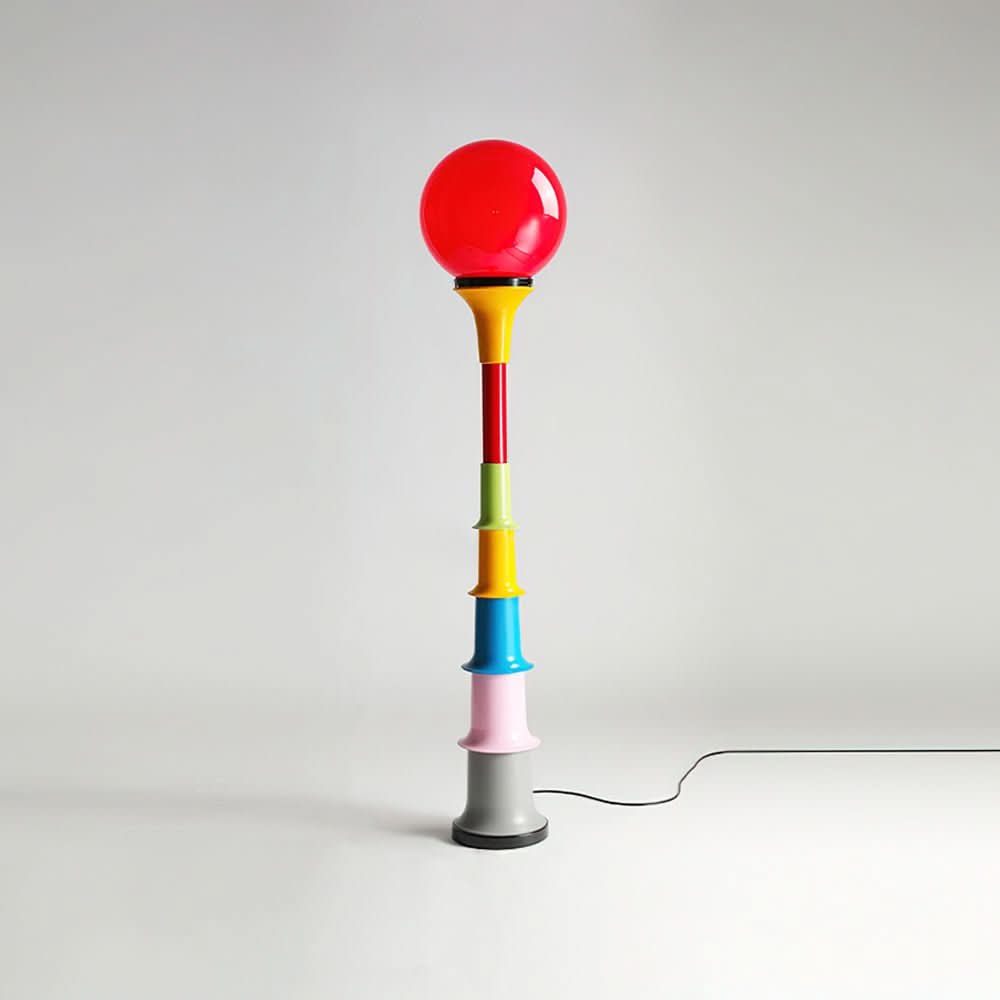 Lampada da Terra Moderna e Colorata con Paralume in Vetro