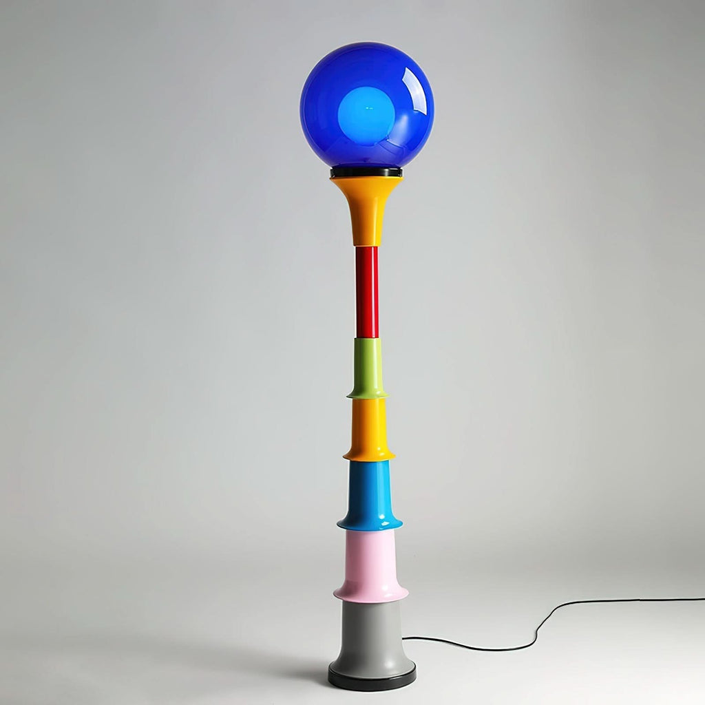 Lampada da Terra Moderna e Colorata con Paralume in Vetro
