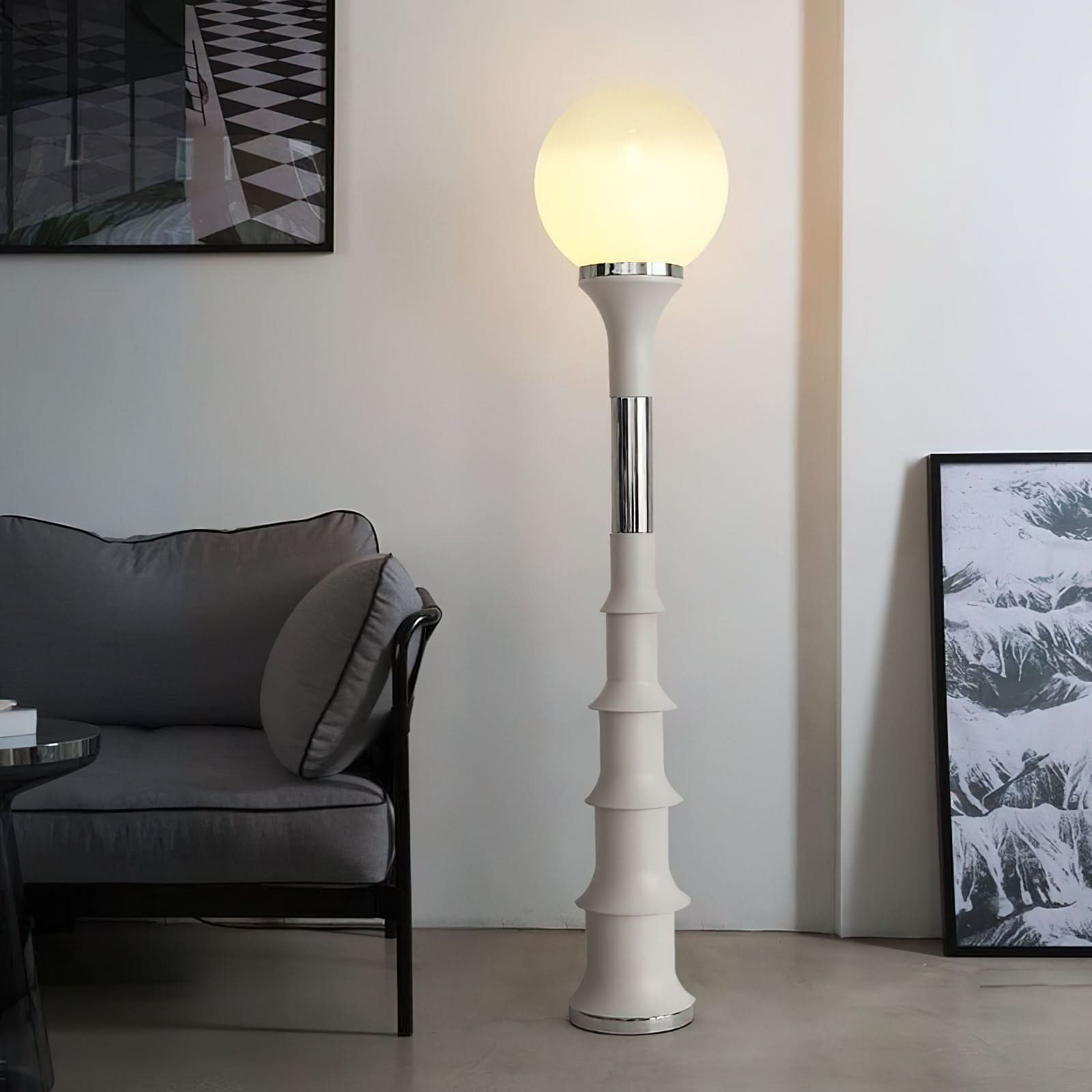 Lampada da Terra Moderna e Colorata con Paralume in Vetro