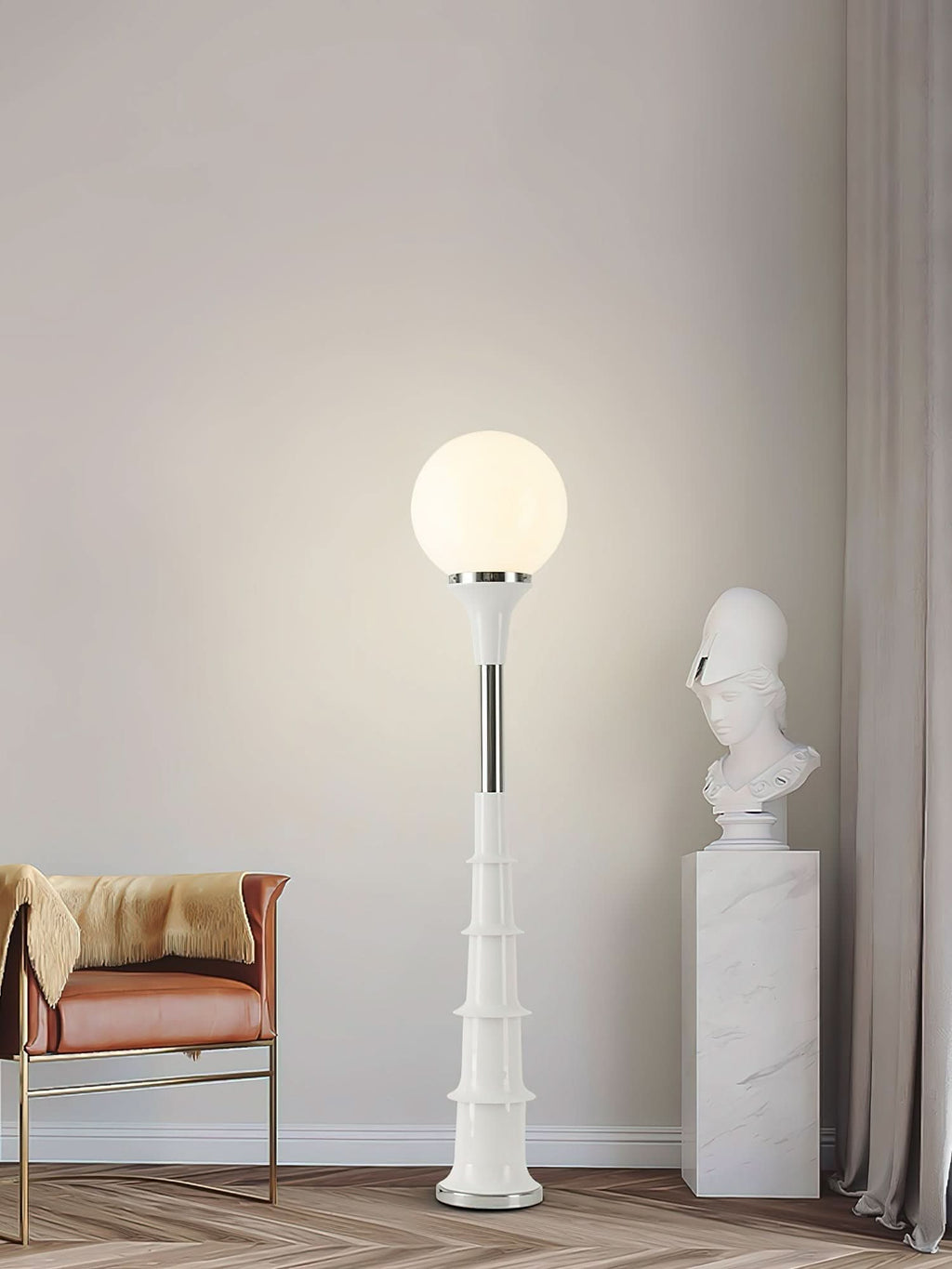 Lampada da Terra Moderna e Colorata con Paralume in Vetro