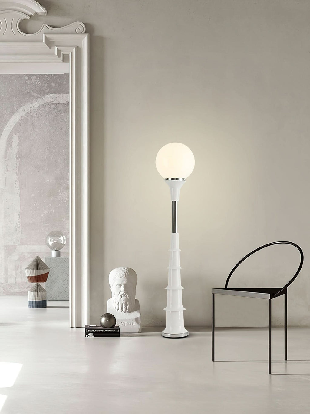 Lampada da Terra Moderna e Colorata con Paralume in Vetro