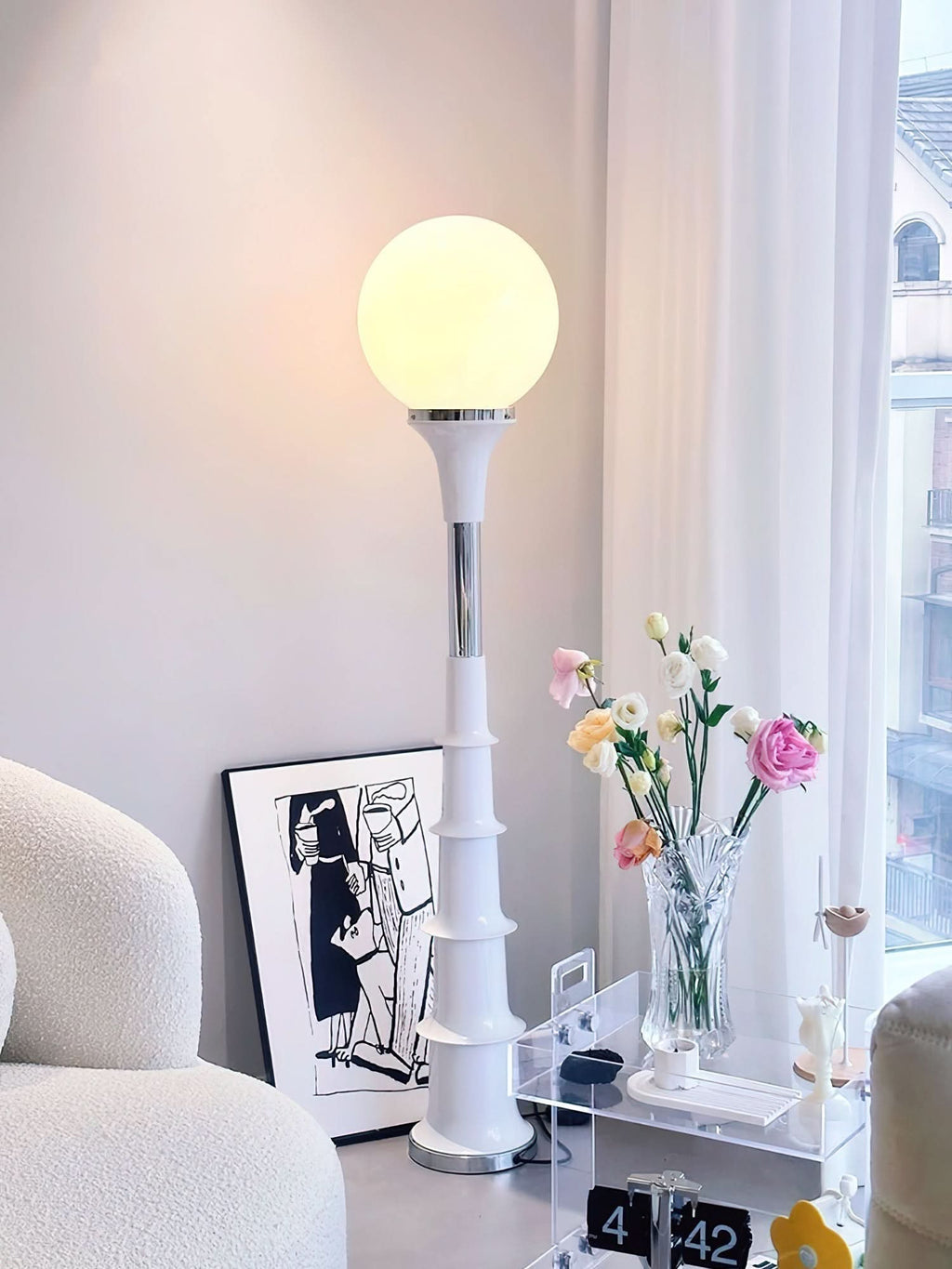 Lampada da Terra Moderna e Colorata con Paralume in Vetro