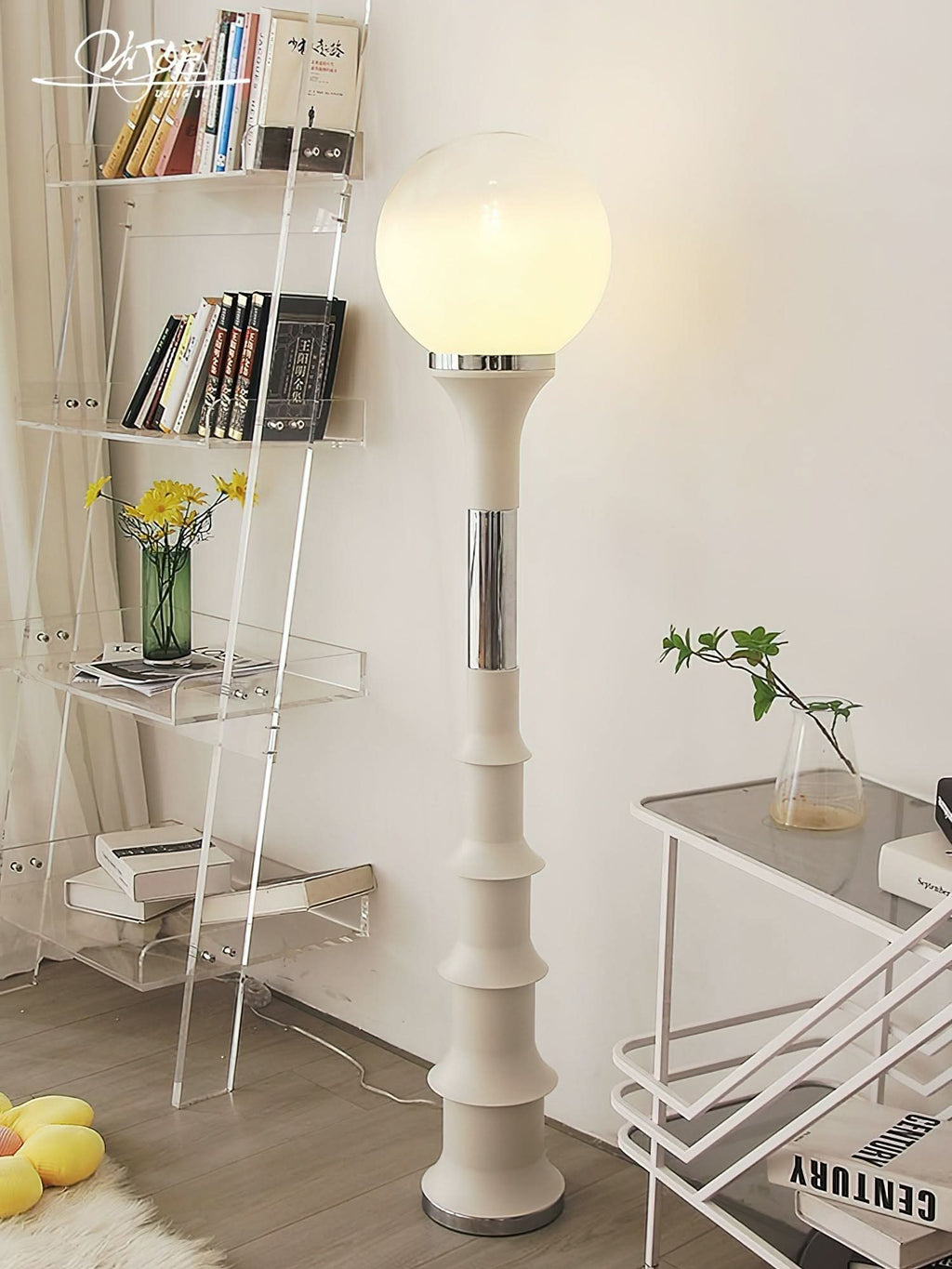 Lampada da Terra Moderna e Colorata con Paralume in Vetro