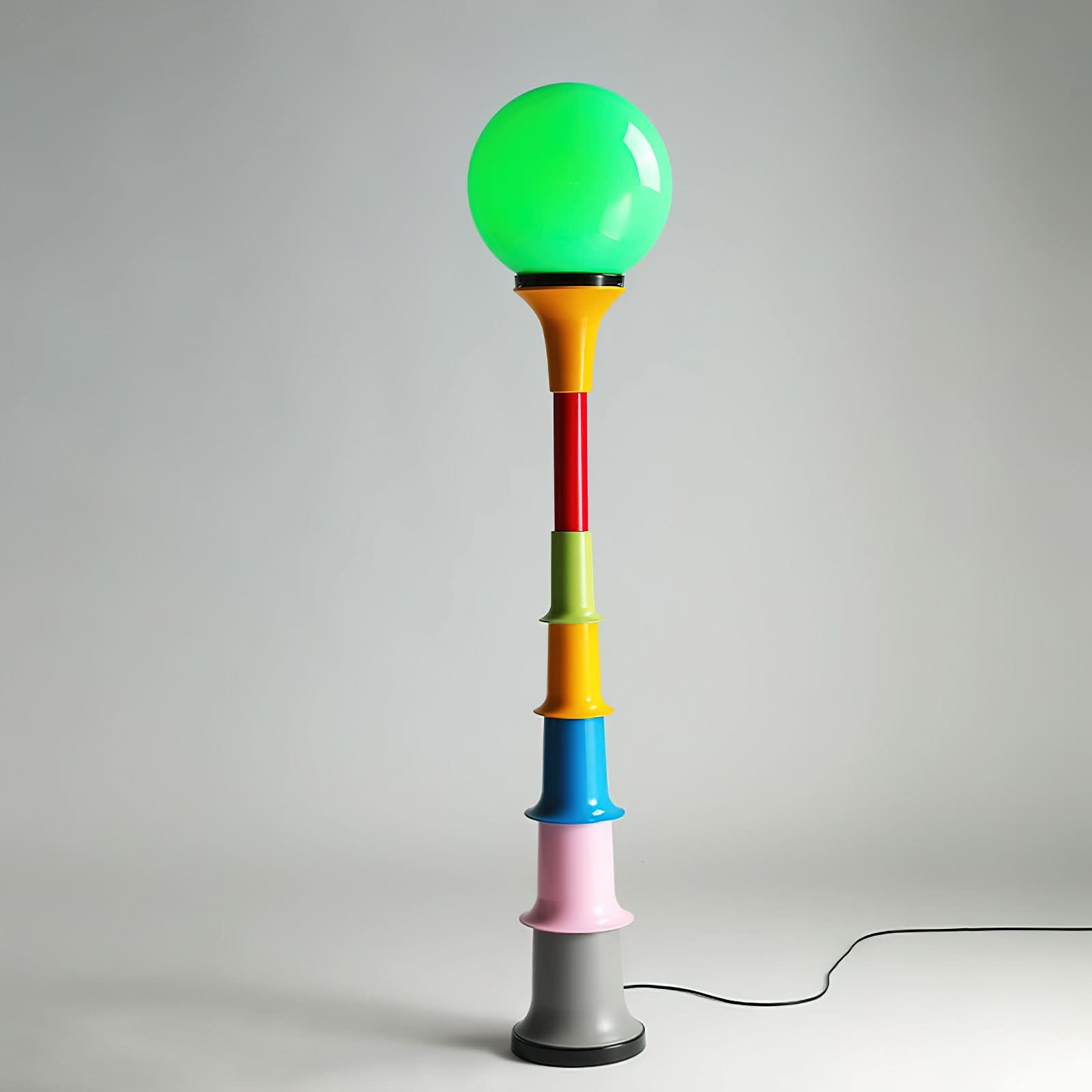 Lampada da Terra Moderna e Colorata con Paralume in Vetro