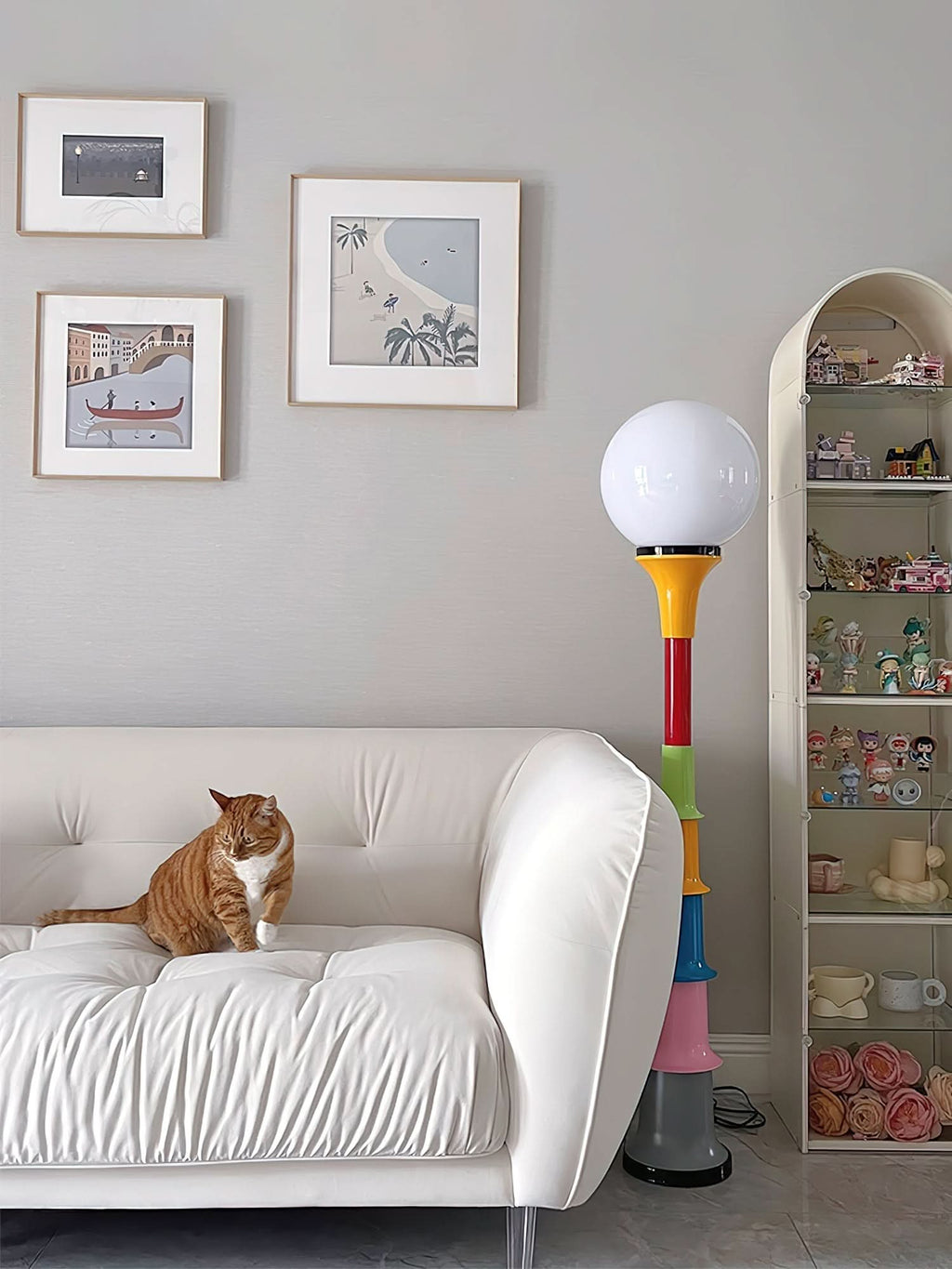 Lampada da Terra Moderna e Colorata con Paralume in Vetro