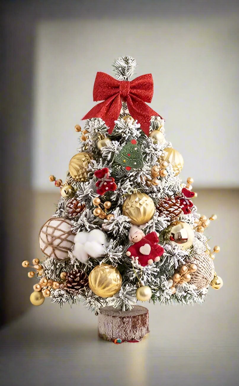 Mini Albero di Natale da Tavolo con Luci LED – Decorazione Festiva da 45CM per Casa, Ufficio e Feste