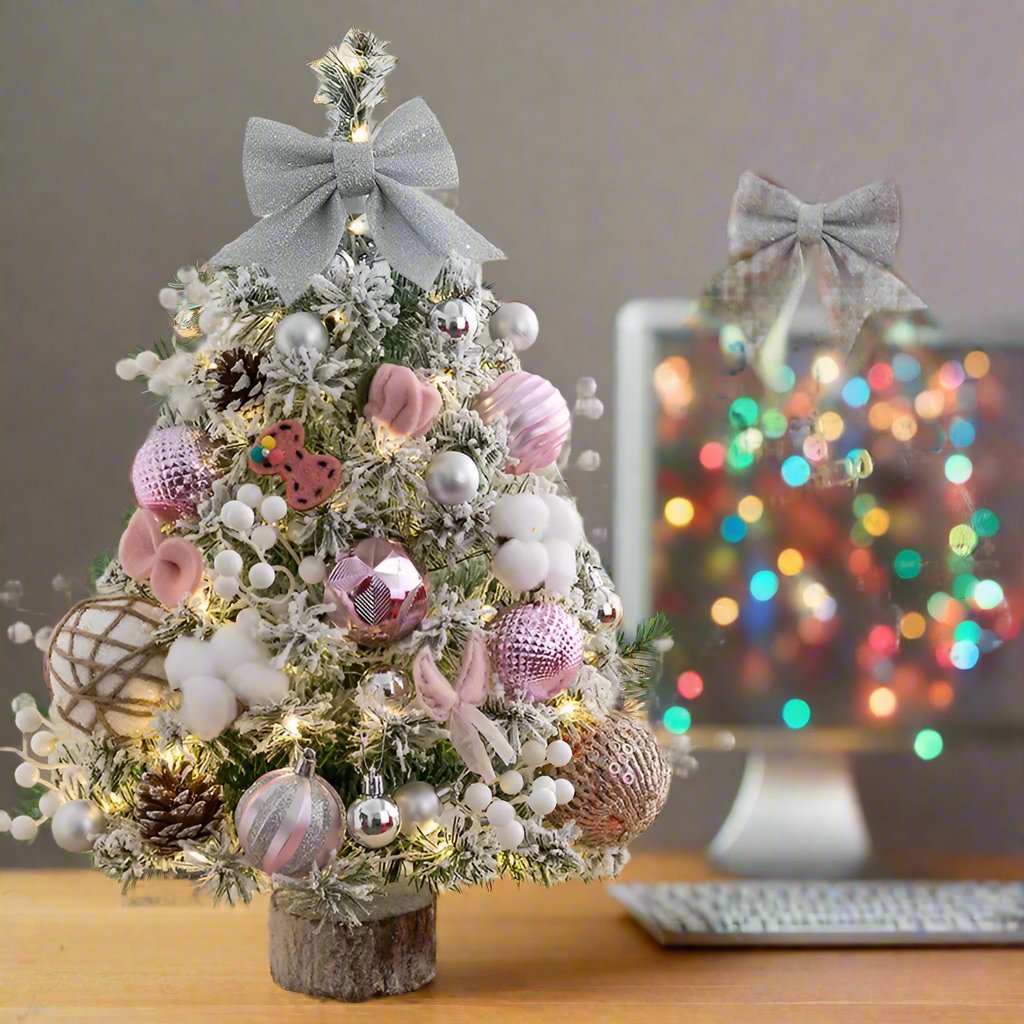 Mini Albero di Natale da Tavolo con Luci LED – Decorazione Festiva da 45CM per Casa, Ufficio e Feste