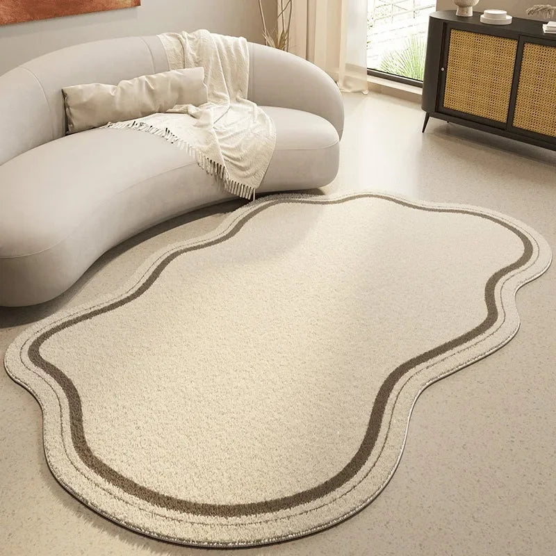 MINIMALIA – Tappeto Area Astratto Crema con Bordo Irregolare, Tappeto Morbido Antiscivolo