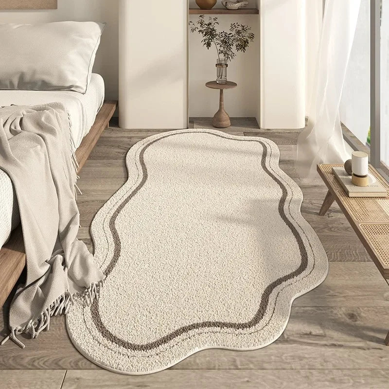 MINIMALIA – Tappeto Area Astratto Crema con Bordo Irregolare, Tappeto Morbido Antiscivolo