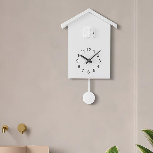 Minimalist Cuckoo Wall Clock in Sleek Black and White