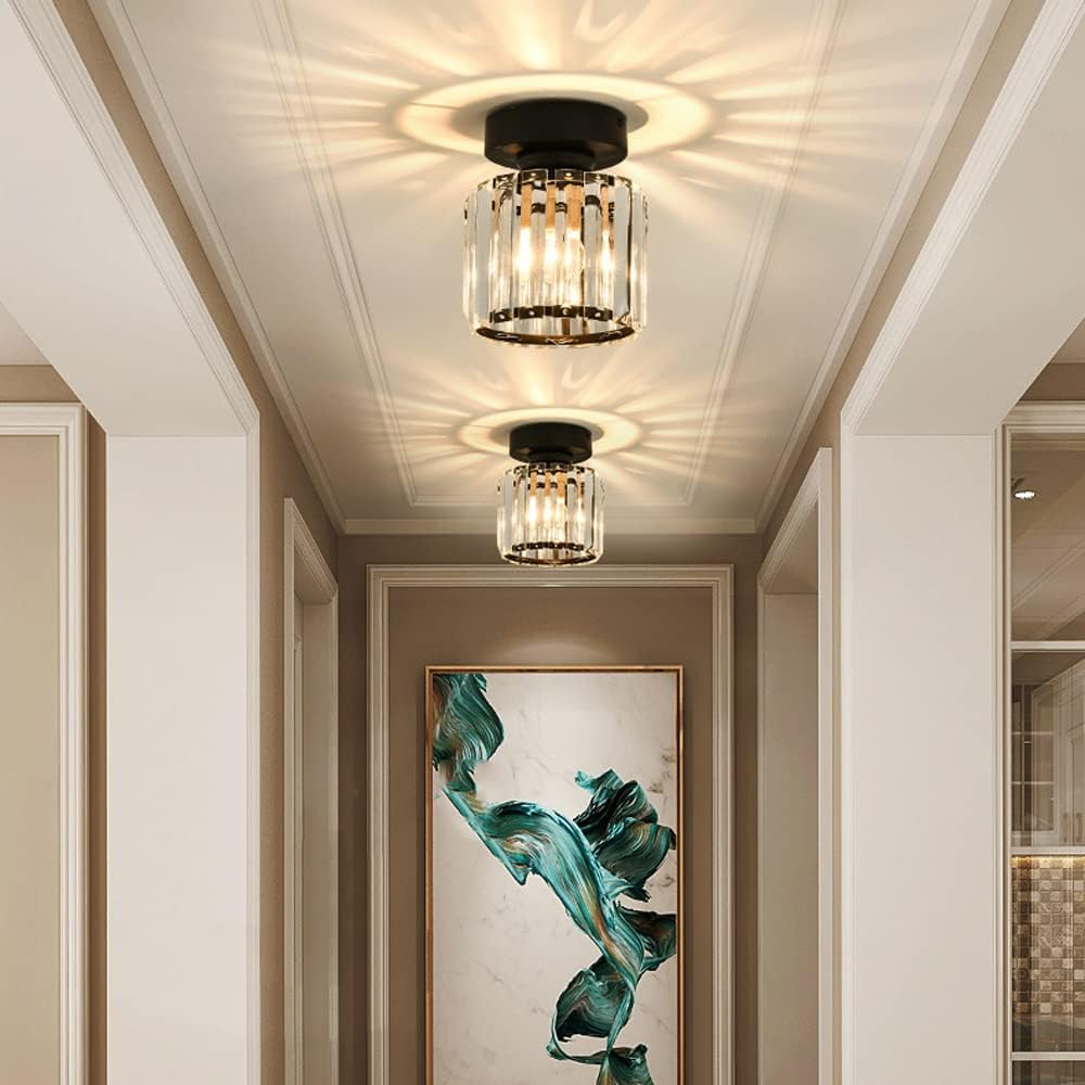 Lampada da Soffitto Moderno in Cristallo Nero a Incasso