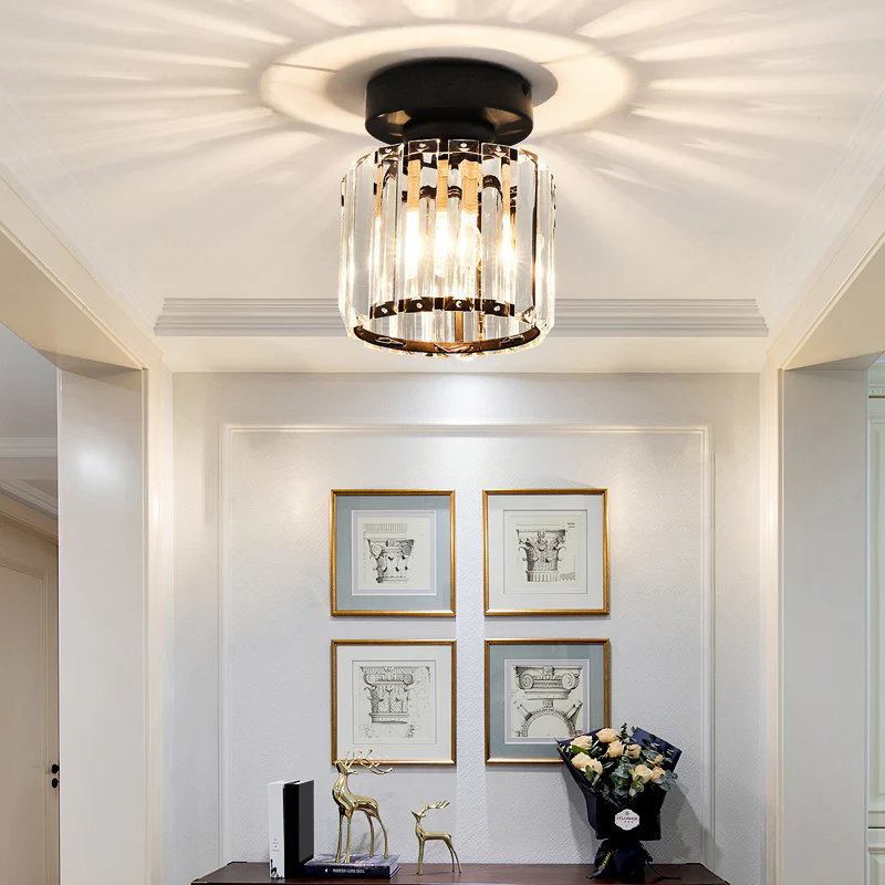 Lampada da Soffitto Moderno in Cristallo Nero a Incasso