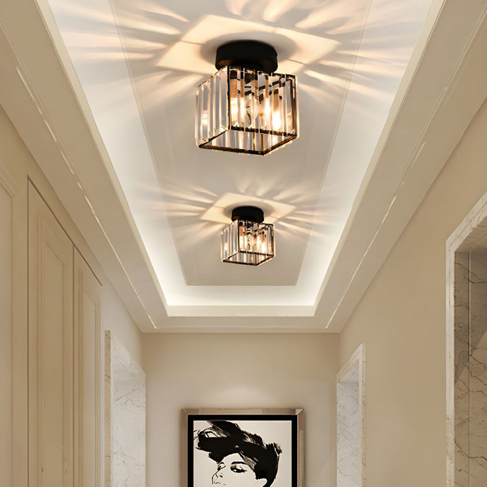 Lampada da Soffitto Moderno in Cristallo Nero a Incasso