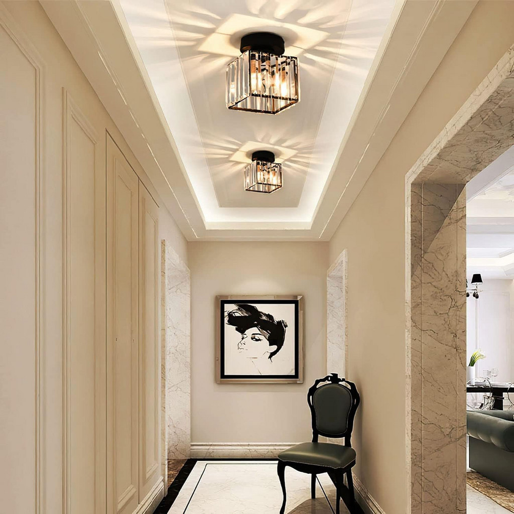 Lampada da Soffitto Moderno in Cristallo Nero a Incasso